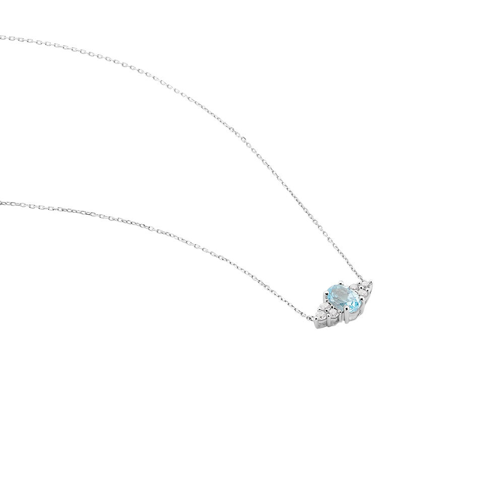 Collier Diapre Or Blanc Topaze Oxyde De Zirconium - Colliers avec pierres Femme | Marc Orian