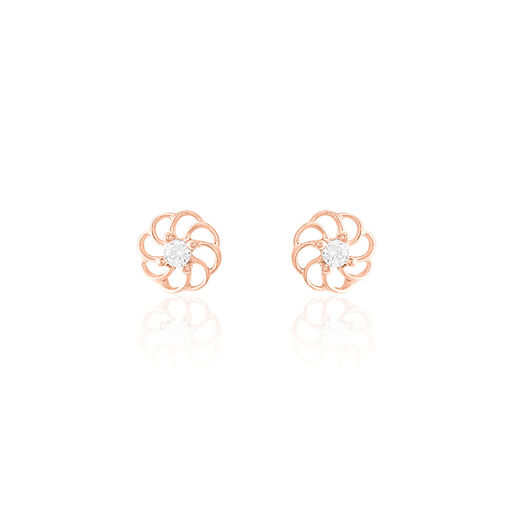 Boucles D'oreilles Puces Eleanor Fleur Or Rose Oxyde De Zirconium - Puces Femme | Marc Orian