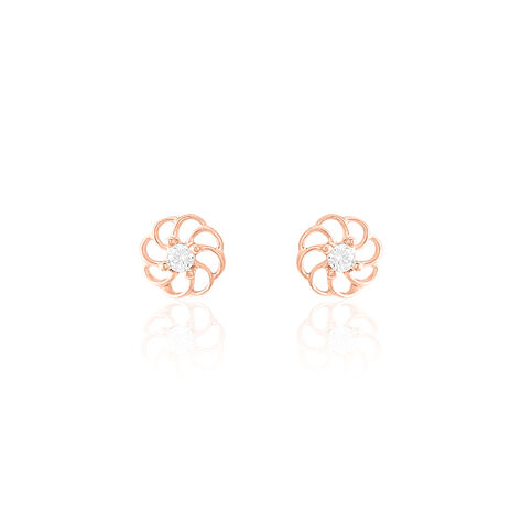 Boucles D'oreilles Puces Eleanor Fleur Or Rose Oxyde De Zirconium - Puces Femme | Marc Orian