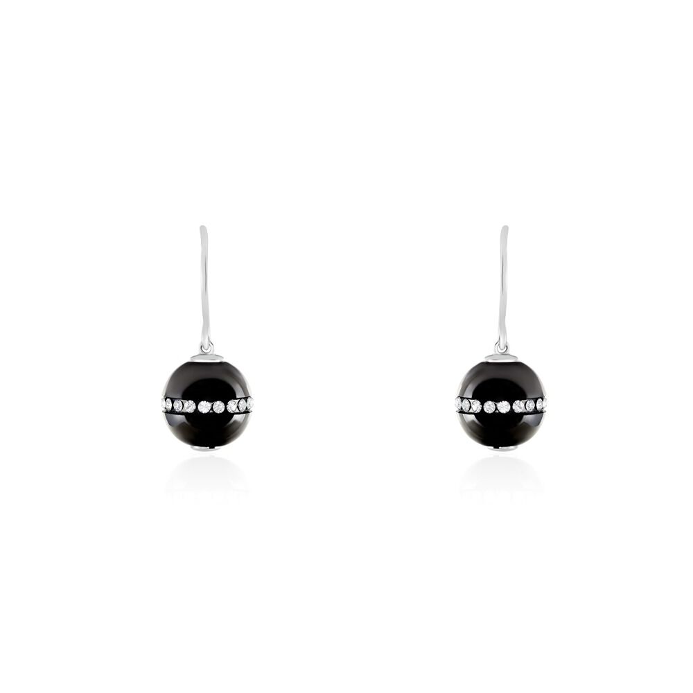 Boucles D'oreilles Pendantes Nina Cera Argent  Strass Et C&eacute;ramique - Pendantes Femme | Marc Orian