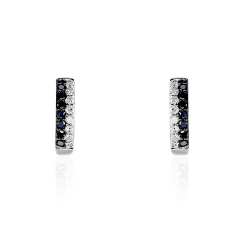 Boucles D'oreilles Puces Demi Lune Or Blanc Diamant - Puces Femme | Marc Orian