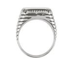 Chevaliere Acier Blanc Romanus Pierre - Bijoux fantaisie Homme | Marc Orian