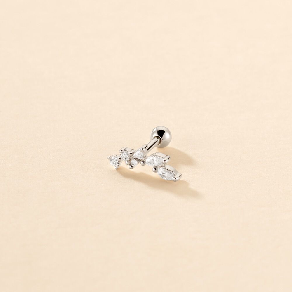 Piercing D'oreille Unitaire Nara Argent Blanc Oxyde De Zirconium -  Femme | Marc Orian