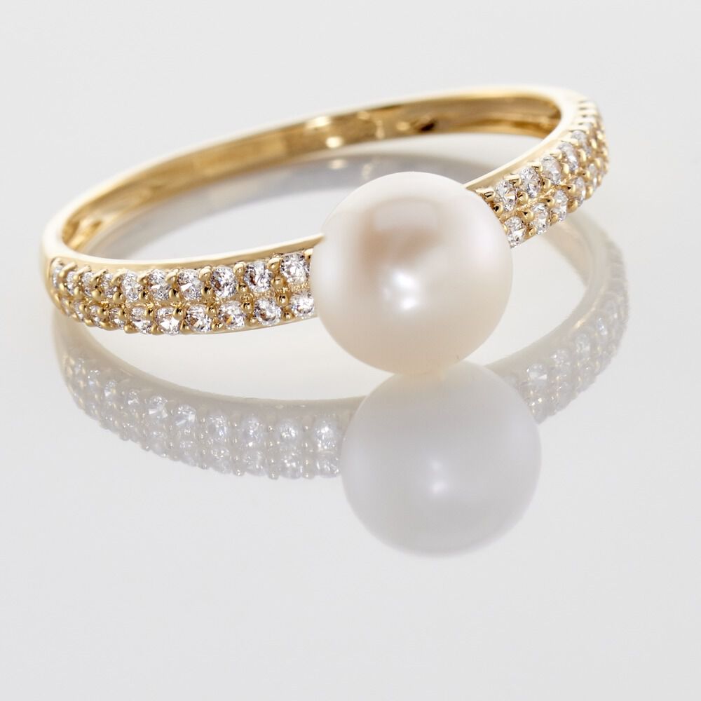 Bague Maria-francoise Or Jaune Perle De Culture Et Oxyde De Zirconium - Bagues de promesse Femme | Marc Orian