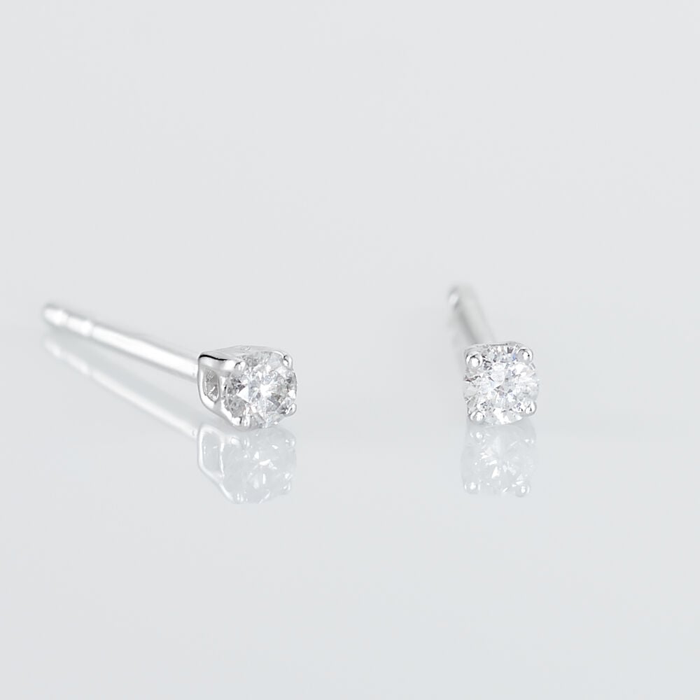 Boucles D'oreilles Puces Victoria Or Blanc Diamant - Puces Femme | Marc Orian