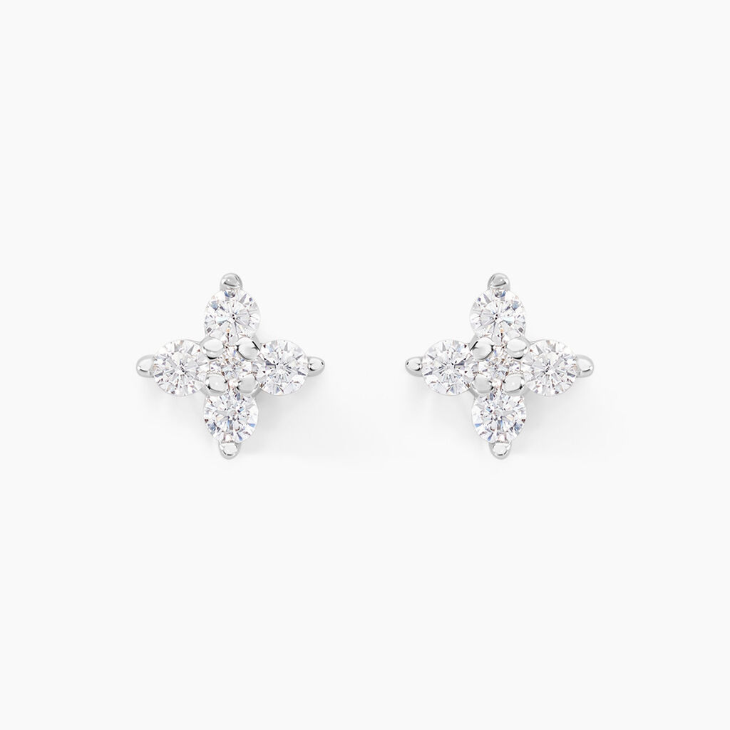 Boucles D'oreilles Puces Winter Flower Or Blanc Oxyde De Zirconium - Puces Femme | Marc Orian