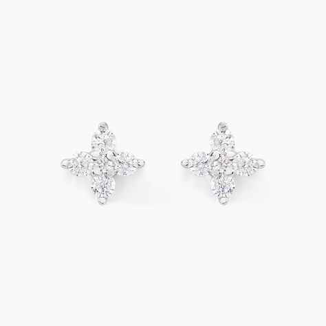 Boucles D'oreilles Puces Winter Flower Or Blanc Oxyde De Zirconium - Puces Femme | Marc Orian