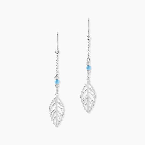 Boucles D'oreilles Pendantes Grethel Argent Blanc Turquoise - Pendantes Femme | Marc Orian