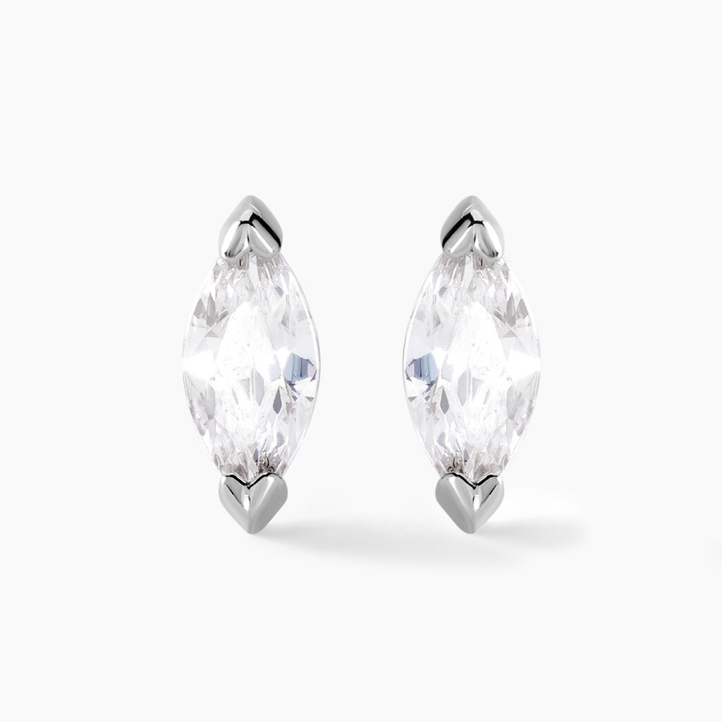 Boucles D'oreilles Puces Eclat D'Aurore Argent Blanc Oxydes De Zirconium - Puces Femme | Marc Orian