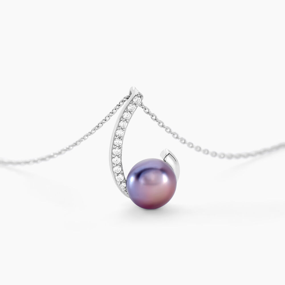 Collier Anais Or Blanc Perle De Culture Et Oxyde De Zirconium - Colliers avec pierres Femme | Marc Orian