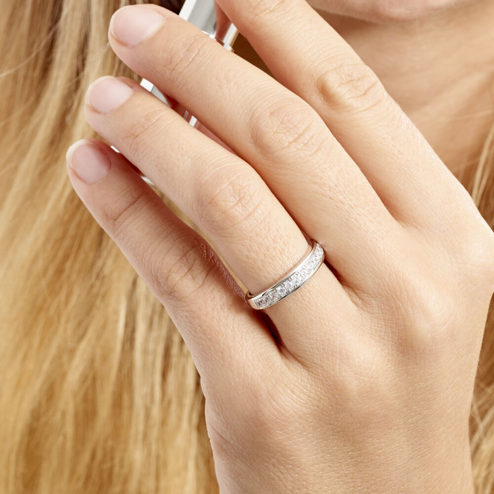 Demi Alliance Heket Argent Blanc Oxyde De Zirconium - Bagues avec pierre Femme | Marc Orian