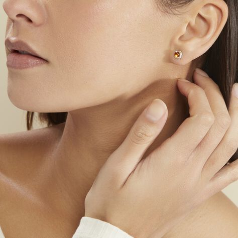 Boucles D'oreilles Puces Argent Blanc Joude Ambre - Clous d'oreilles Femme | Marc Orian