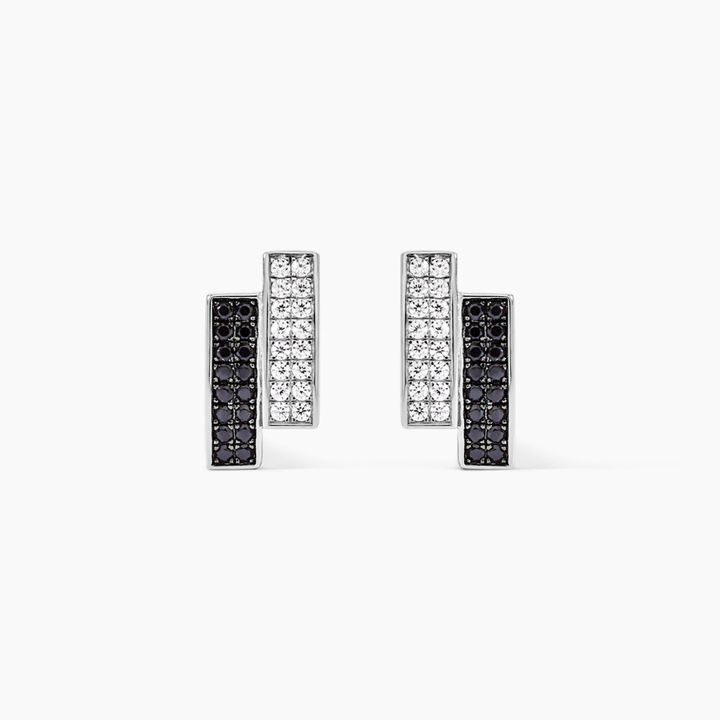 Boucles D'oreilles Puces Ouarida Argent Blanc Oxyde De Zirconium - Puces Femme | Marc Orian