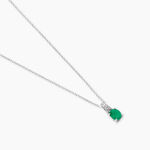 Collier Charmante Or Blanc Emeraude Et Diamant - Colliers avec pierres Femme | Marc Orian