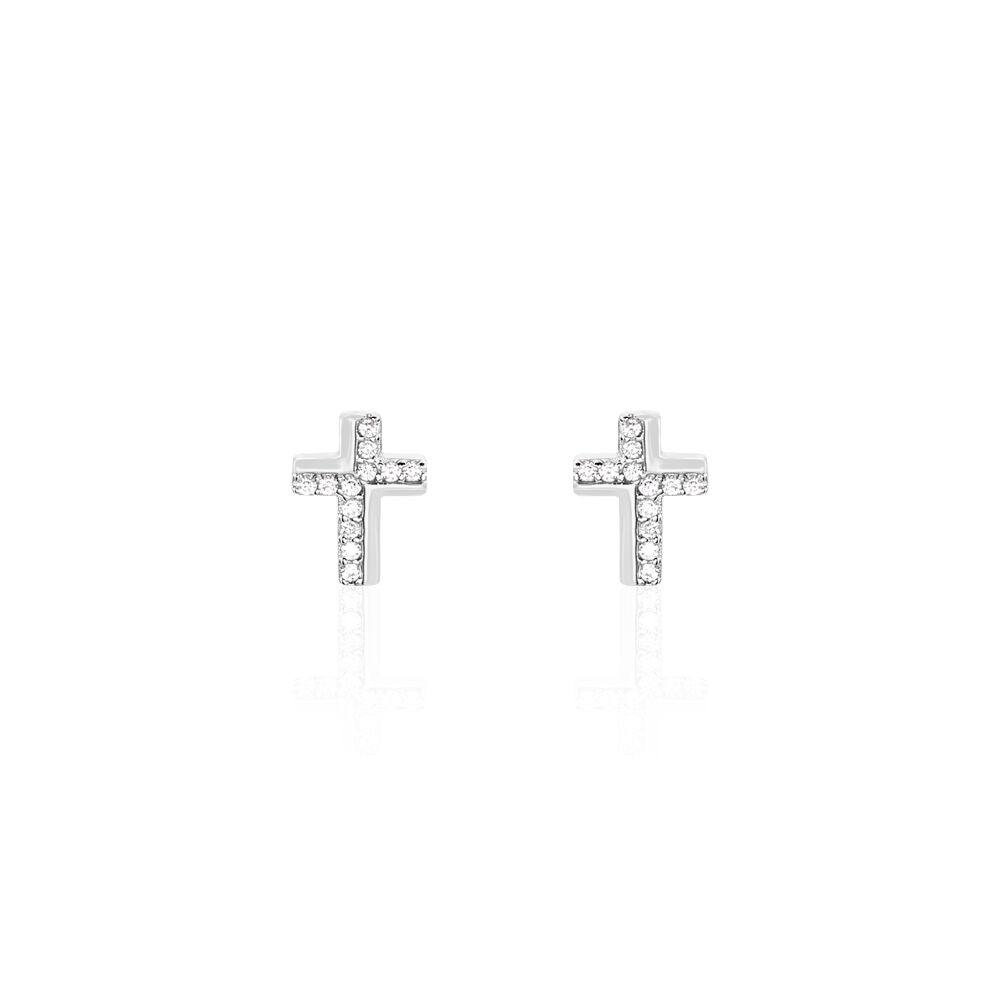 Boucles D'oreilles Puces Lola-rose Argent Blanc Oxyde De Zirconium - Puces Femme | Marc Orian