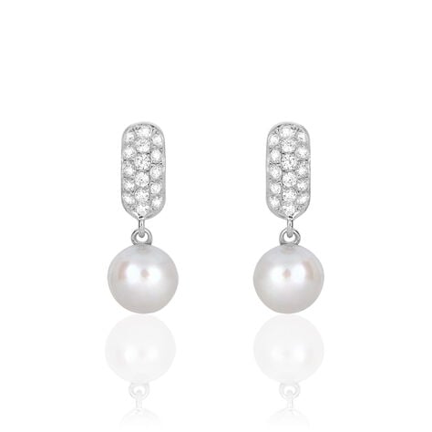 Boucles D'oreilles Pendantes Providence Argent  Perle De Culture Oxyde - Pendantes Femme | Marc Orian