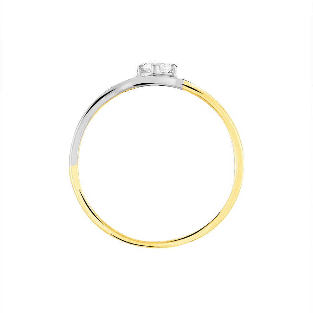 Bague Croise Or Bicolore Oxyde De Zirconium - Solitaires Femme | Marc Orian