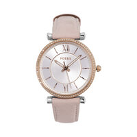 cadran argenté fond argenté bracelet cuir rose