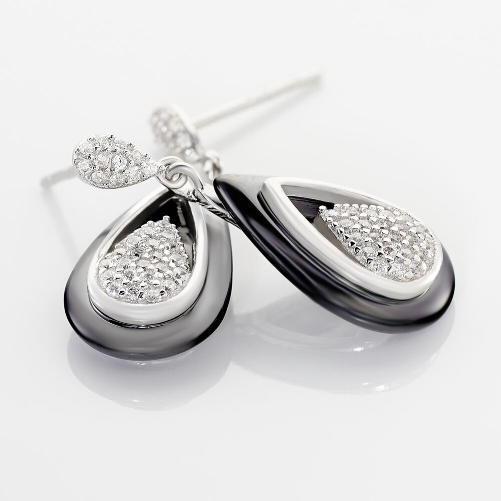 Boucles D'oreilles Pendantes Marina Cera Argent  C&eacute;ramique Et Oxyde - Pendantes Femme | Marc Orian