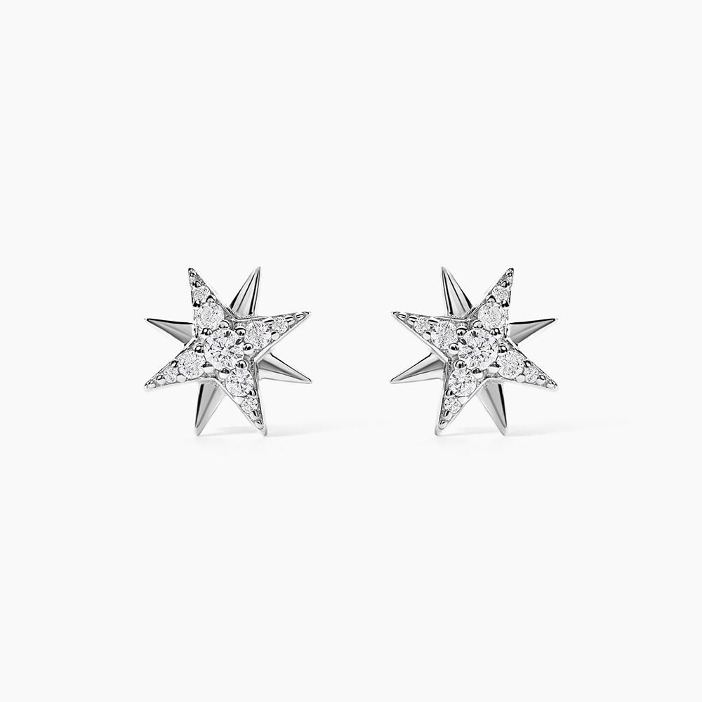 Boucles D'oreilles Puces Shanis Argent Blanc Oxyde De Zirconium - Puces Femme | Marc Orian