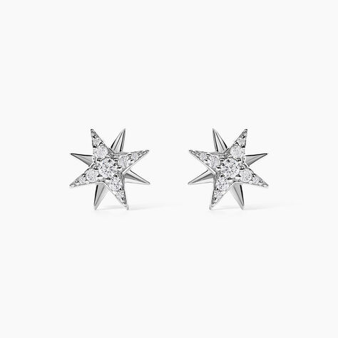 Boucles D'oreilles Puces Shanis Argent Blanc Oxyde De Zirconium - Puces Femme | Marc Orian