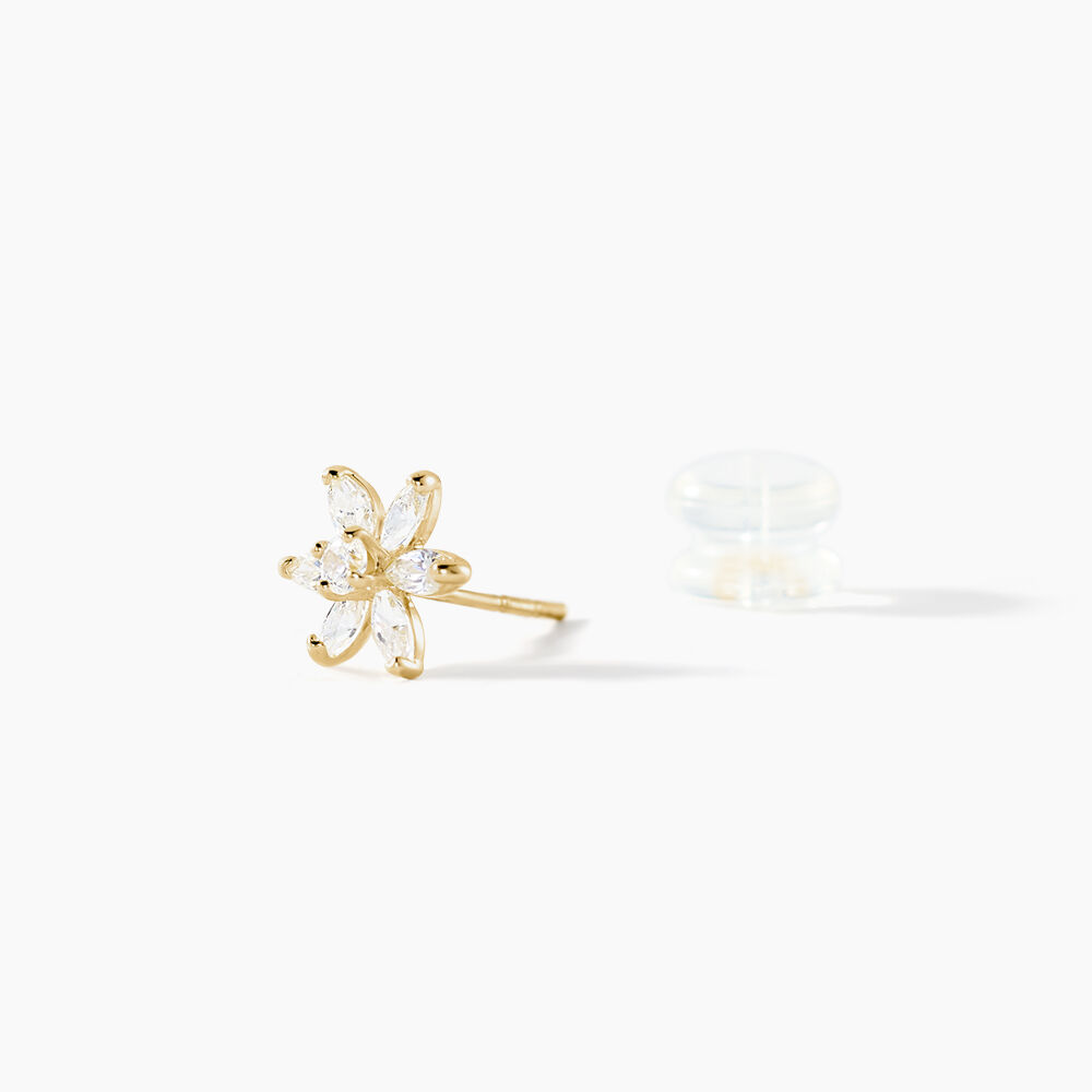 Boucles D'oreilles Puces Eleanor Fleur Or Jaune Oxyde De Zirconium - Puces Femme | Marc Orian