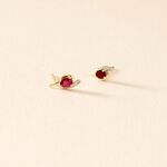 Bijoux D'oreilles Emotion Or Jaune Rubis Diamant - Puces Femme | Marc Orian