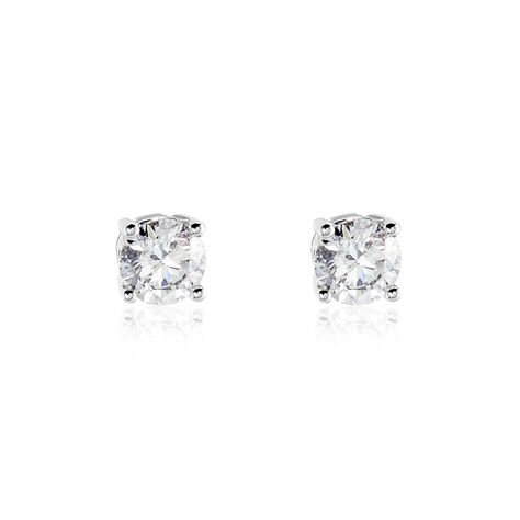 Boucles D'oreilles Puces Or Blanc Victoria Diamants - Puces Femme | Marc Orian
