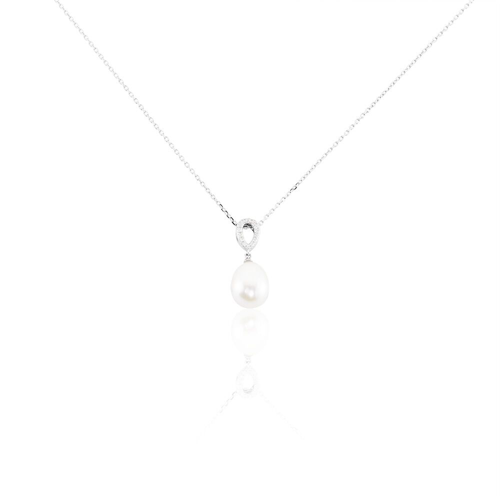 Collier Or Blanc Jessamyn Perles De Culture Oxyde - Colliers avec pierres Femme | Marc Orian