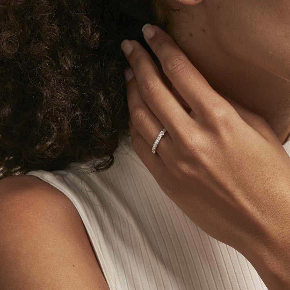 Demi Alliance Heket Argent Blanc Oxyde De Zirconium - Bagues avec pierre Femme | Marc Orian