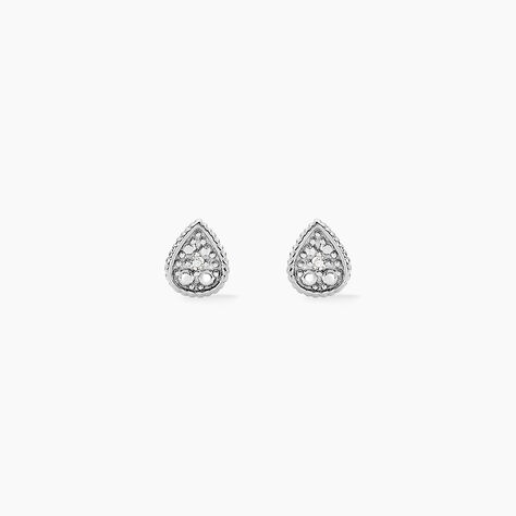 Boucles D'oreilles Puces Mon 1er Diamant Or Blanc Diamant - Boucles d'oreilles pierres précieuses Femme | Marc Orian