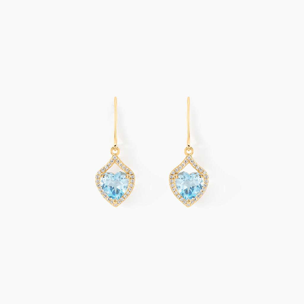 Boucles D'oreilles Pendantes Rosaline Or Jaune Topaze Et Oxyde - Pendantes Femme | Marc Orian