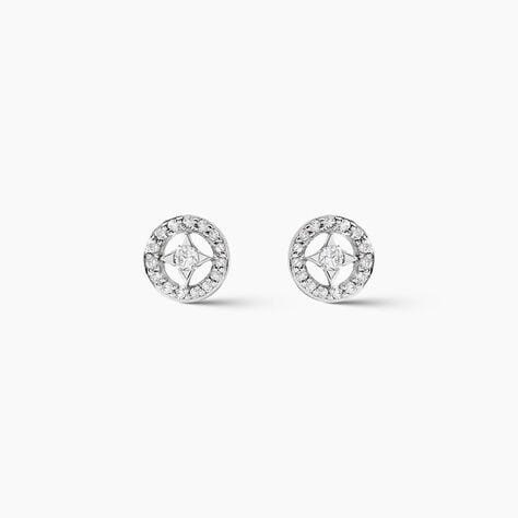 Boucles D'oreilles Puces Nour-imen Or Blanc Diamant - Boucles d'oreilles mariage Femme | Marc Orian