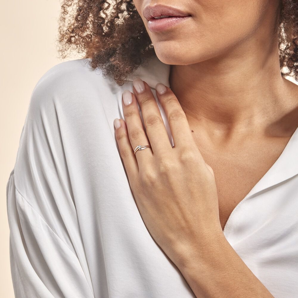 Bague Nesryne Or Bicolore Oxyde De Zirconium - Solitaires Femme | Marc Orian