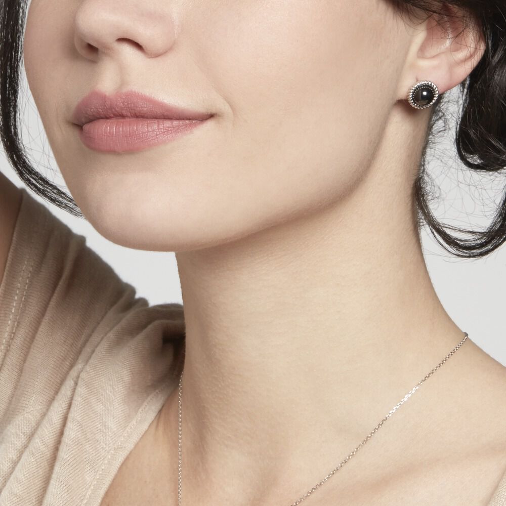 Boucles D'oreilles Puces Adelyne Argent Blanc Céramique - Puces Femme | Marc Orian