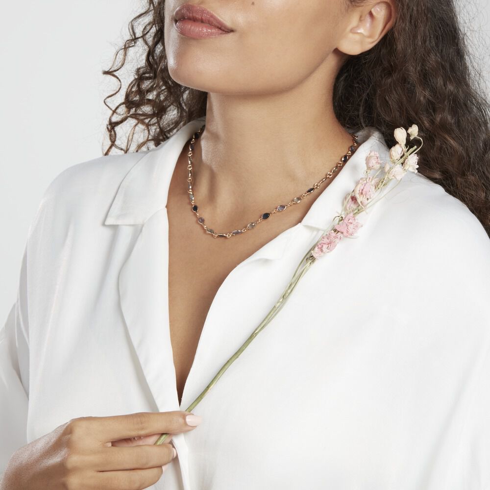Collier Ilvaae Plaqué Or Pierre De Synthèse Bleue - Colliers avec pierres Femme | Marc Orian