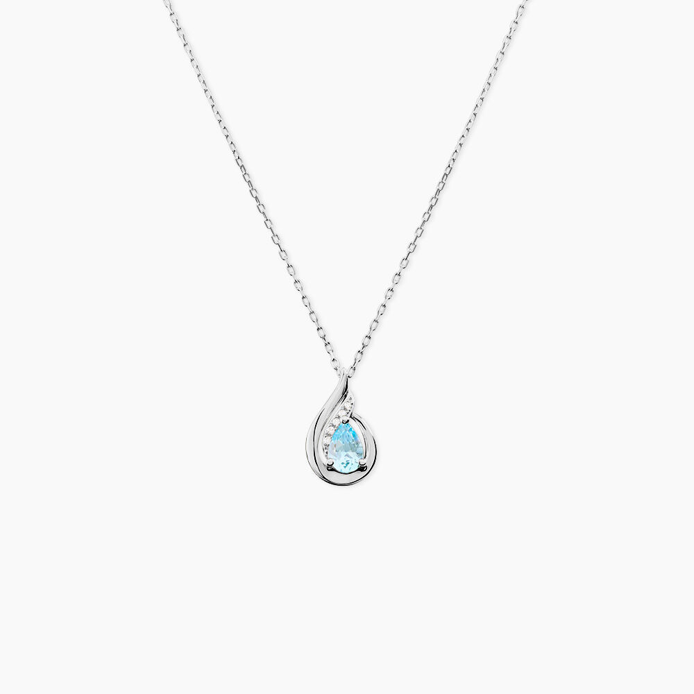 Collier Daen Or Blanc Topaze Oxyde - Colliers avec pierres Femme | Marc Orian