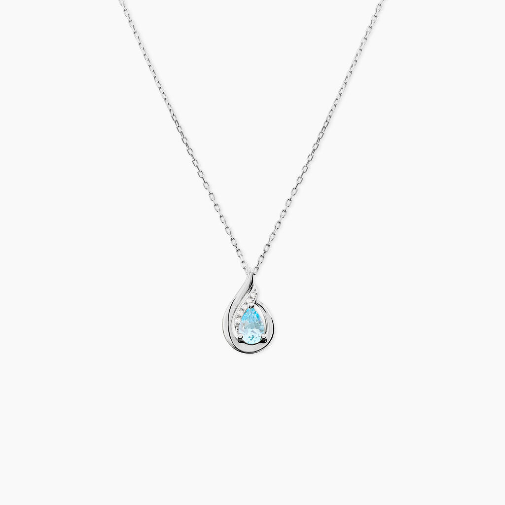Collier Daen Or Blanc Topaze Oxyde - Colliers avec pierres Femme | Marc Orian