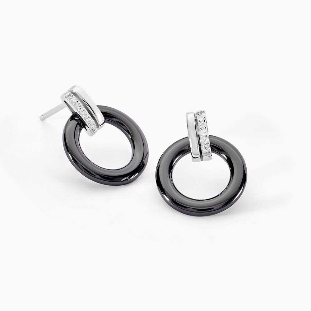 Boucles D'oreilles Pendantes Bertillianne Argent  C&eacute;ramique Et Oxyde - Pendantes Femme | Marc Orian