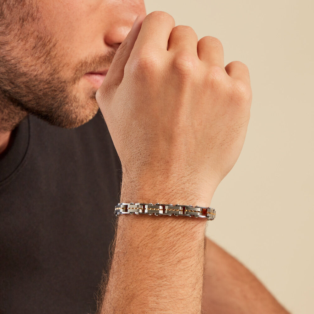 Bracelet Propiano Acier Bicolore - Bracelets chaînes Homme | Marc Orian
