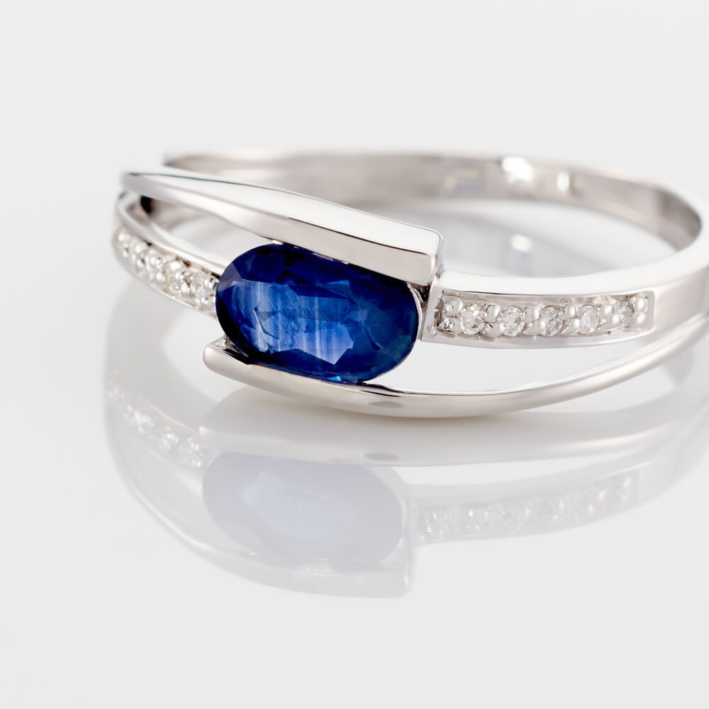 Bague Viyan Or Blanc Saphir Et Diamant - Solitaires Femme | Marc Orian
