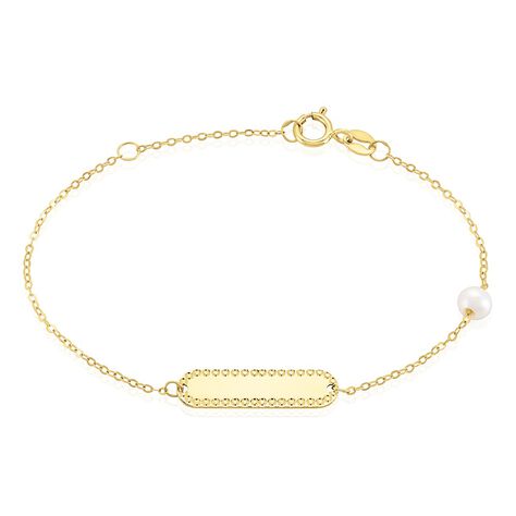 Bracelet Identité Gaspardine Maille Forçat Or Jaune Perle De Culture - Gourmettes Enfant | Marc Orian
