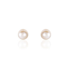 Boucles D'oreilles Puces Suki Rondes Nacres Or Jaune Perle De Culture - Clous d'oreilles Femme | Marc Orian