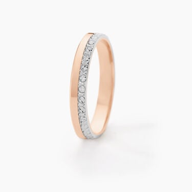 Alliance Fantaisie Diamantee Ruban Plat Or Bicolore