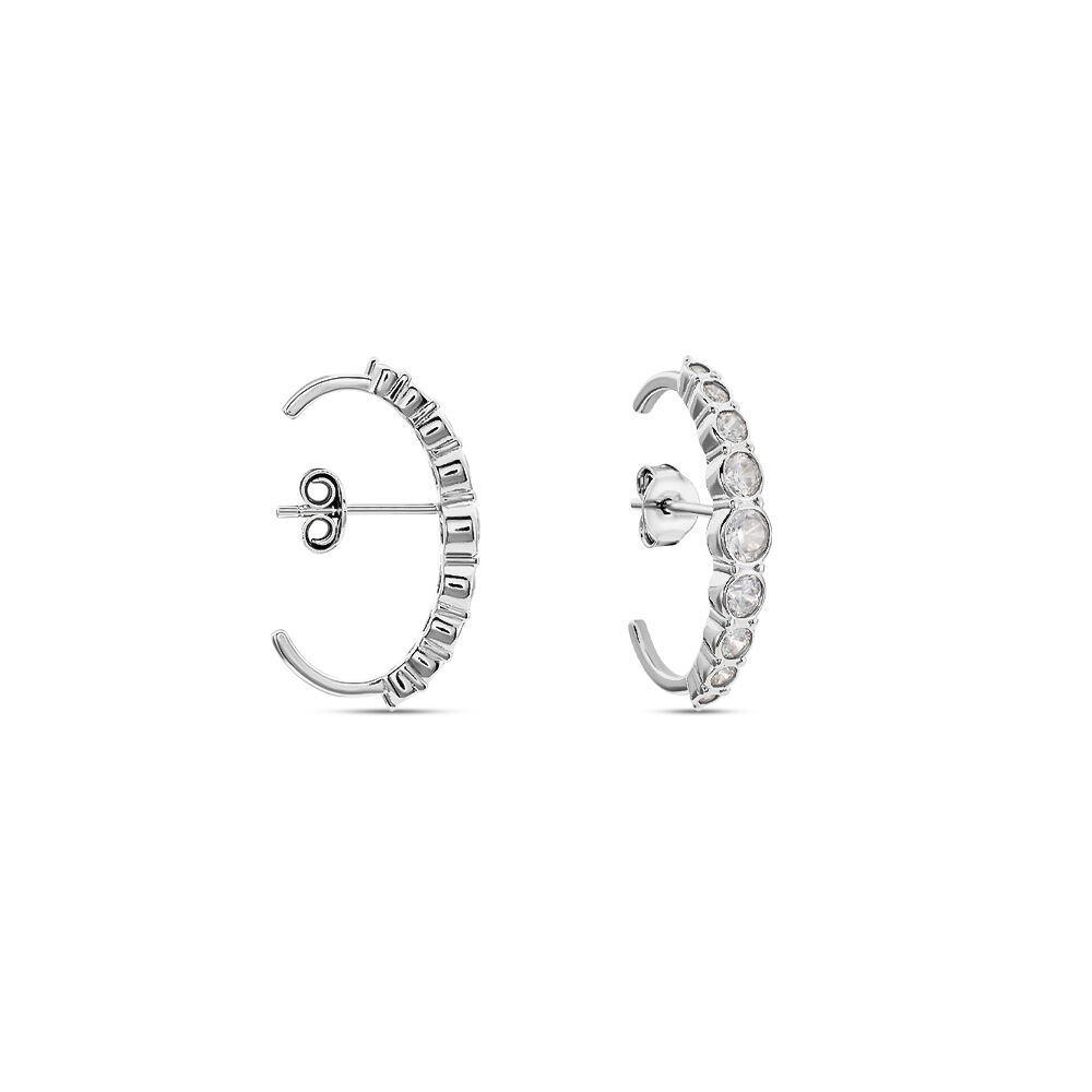 Boucles D'oreilles Liviu Argent Blanc Oxyde De Zirconium - Créoles Femme | Marc Orian
