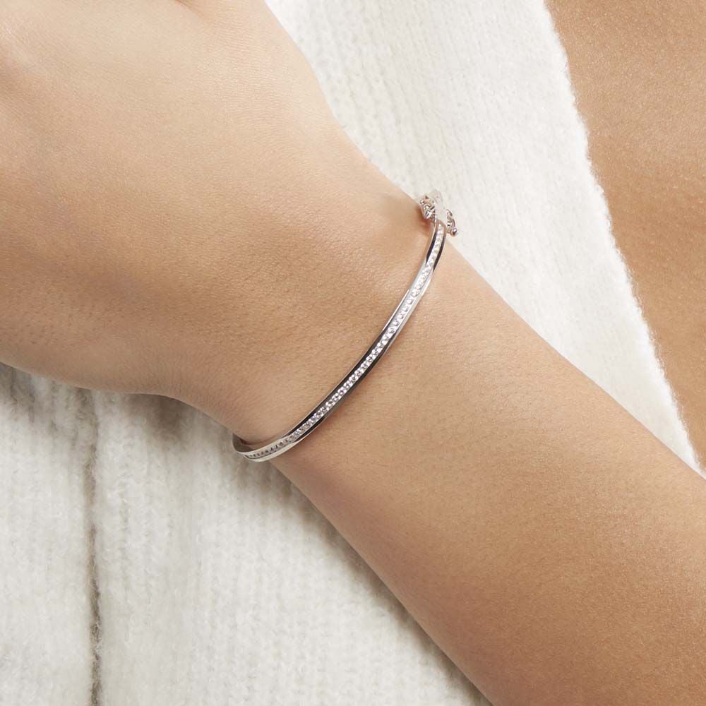 Bracelet Jonc Laurianne Argent Blanc Oxyde De Zirconium - Bracelets joncs Femme | Marc Orian