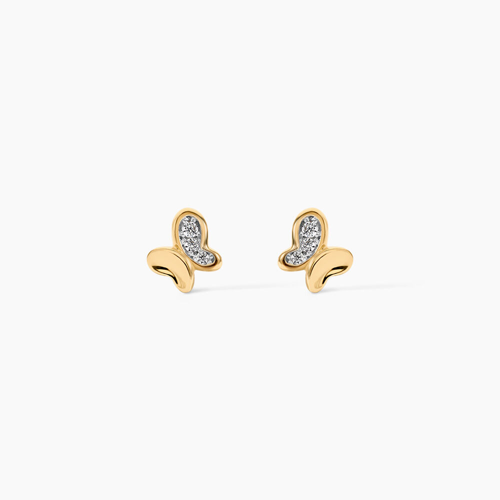 Boucles D'oreilles Puces Ilham Papillon Or Jaune Oxyde De Zirconium - Puces Femme | Marc Orian