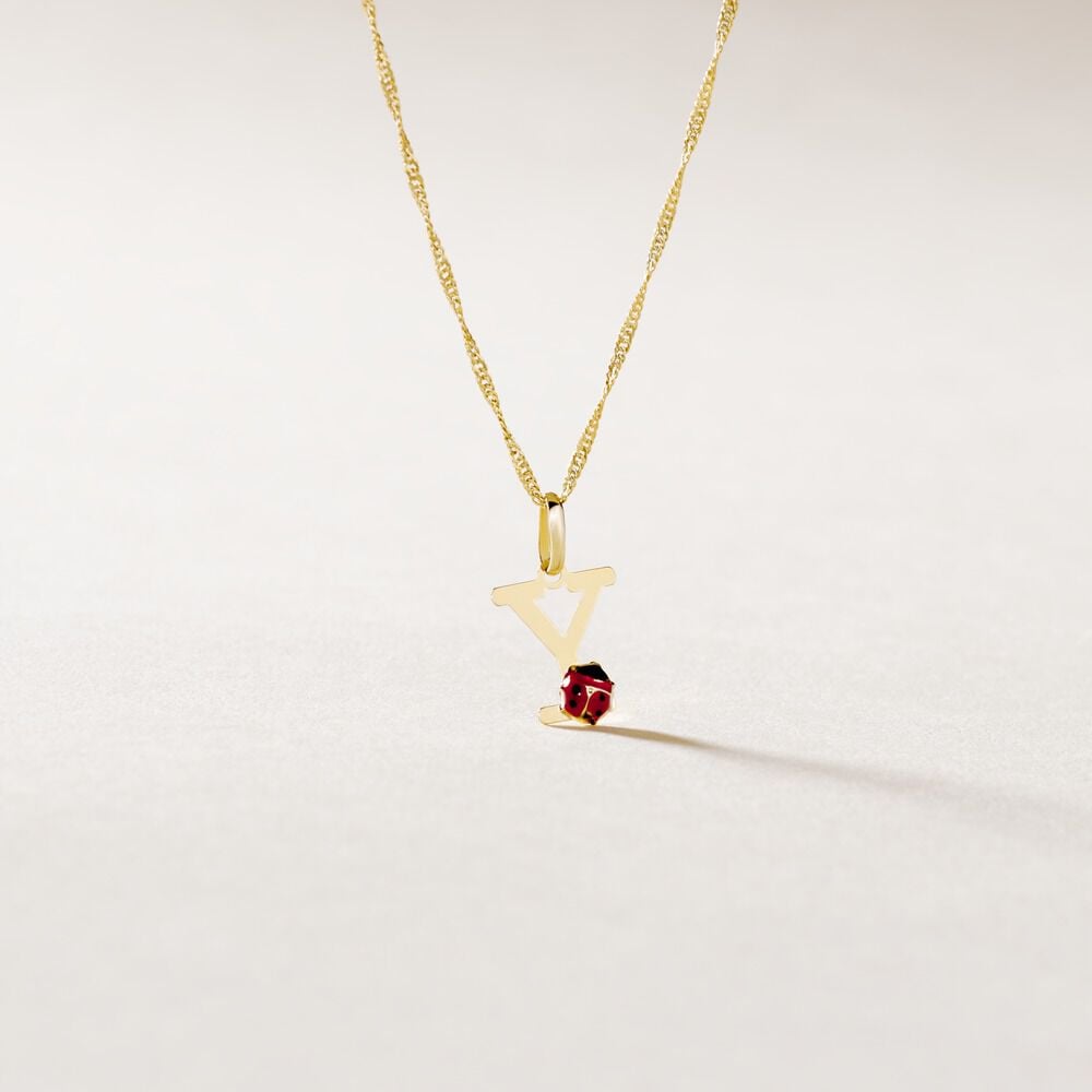 Pendentif Helidie Coccinelle Lettre Or Jaune - Pendentifs Enfant | Marc Orian
