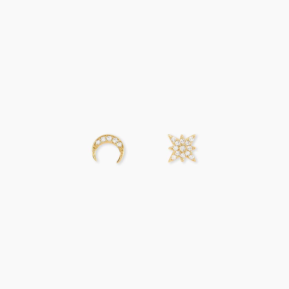 Boucles D'oreilles Dépareillées Munroe Or Jaune Oxyde De Zirconium - Boucles d'oreilles ete Femme | Marc Orian