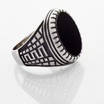 Bague Argent Blanc Thimeo Agathe Noire - Bagues de promesse Homme | Marc Orian